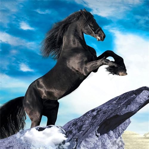 Puzzles 120 Teile, Puzzle Für Erwachsene, 20x20 cm Puzzle Lernspiel Herausforderung Spielzeug 120 Teile Schwarzes Pferd Tier Puzzles für Erwachsene von Yoonqun