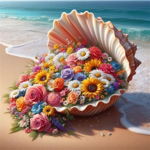 Puzzles 120 Teile, Puzzle Für Erwachsene, 20x20 cm Puzzle Lernspiel Herausforderung Spielzeug 120 Teile Strand Muscheln Blumen Puzzles für Erwachsene von Yoonqun