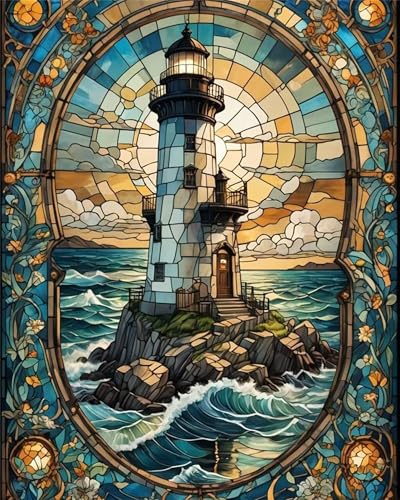 Puzzles 120 Teile, Puzzle Für Erwachsene,25x20 cm Puzzle Lernspiel Herausforderung Spielzeug 120 Buntglas-Leuchtturm Puzzles für Erwachsene von Yoonqun