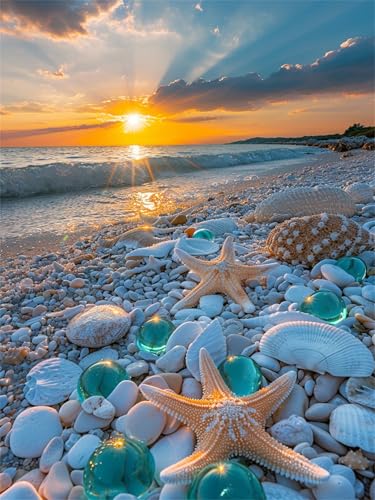 Puzzles 120 Teile, Puzzle Für Erwachsene,25x20 cm Puzzle Lernspiel Herausforderung Spielzeug 120 Strandkiesel Seestern Puzzles für Erwachsene von Yoonqun