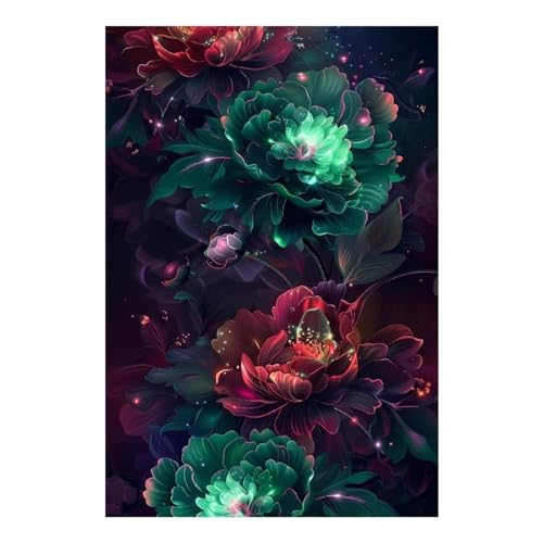 Puzzles 120 Teile, Rote grüne Blume Puzzle für Erwachsene,25x20cm Puzzle Lernspiel Herausforderung Spielzeug 120 Teile Puzzles für Erwachsene Kinder von Yoonqun