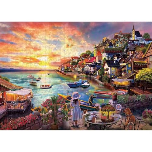 Puzzles 120 Teile, Strand Landschaft Sonnenuntergang Puzzle für Erwachsene,25x20cm Puzzle Lernspiel Herausforderung Spielzeug 120 Teile Puzzles für Erwachsene Kinder von Yoonqun