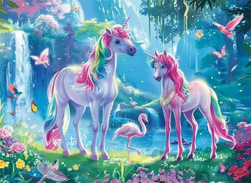 Puzzles 1200 Teile, Puzzle Für Erwachsene,75x50 cm Puzzle Lernspiel Herausforderung Spielzeug 1200 Dschungel-Einhorn-Flamingo Puzzles für Erwachsene von Yoonqun