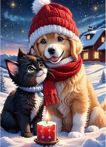 Puzzles 1200 Teile, Winter Hund Katze Puzzle für Erwachsene,78x53cm Puzzle Lernspiel Herausforderung Spielzeug 1200 Teile Puzzles für Erwachsene Kinder von Yoonqun