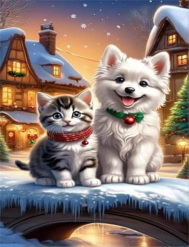 Puzzles 1314 Teile, Puzzle Für Erwachsene,75x50 cm Puzzle Lernspiel Herausforderung Spielzeug 1314 Winter Katze Hund Puzzles für Erwachsene von Yoonqun