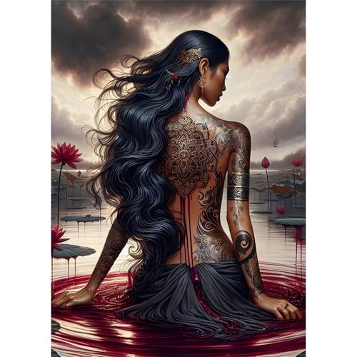 Puzzles 1500 Teile, Puzzle Für Erwachsene,87x57 cm Puzzle Lernspiel Herausforderung Spielzeug 1500 Lotusteich-Frau Puzzles für Erwachsene von Yoonqun