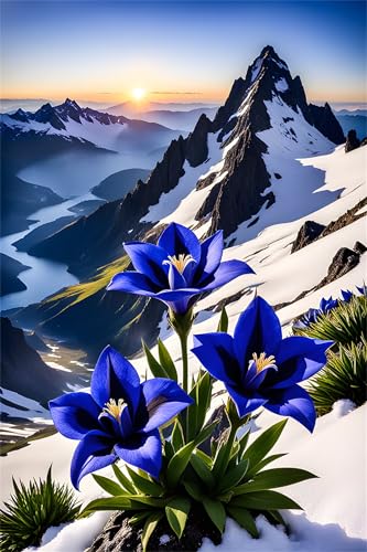 Puzzles 1500 Teile, Schneebedeckte Bergblumen Puzzle für Erwachsene,87x57cm Puzzle Lernspiel Herausforderung Spielzeug 1500 Teile Puzzles für Erwachsene Kinder von Yoonqun