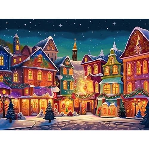 Puzzles 200 Teile, Cartoon Weihnachtsstraße Puzzle für Erwachsene,38x28cm Puzzle Lernspiel Herausforderung Spielzeug 200 Teile Puzzles für Erwachsene Kinder von Yoonqun
