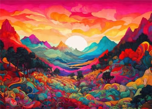 Puzzles 200 Teile, Farbenfroher Landschaftssonnenuntergang Puzzle für Erwachsene,35x25cm Puzzle Lernspiel Herausforderung Spielzeug 200 Teile Puzzles für Erwachsene Kinder von Yoonqun
