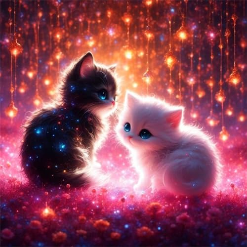 Puzzles 200 Teile, Puzzle Für Erwachsene, 28x28 cm Puzzle Lernspiel Herausforderung Spielzeug 200 Teile Sternenlicht Schwarz Weiß Katzen Puzzles für Erwachsene von Yoonqun