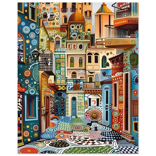 Puzzles 200 Teile, Puzzle Für Erwachsene,35x25 cm Puzzle Lernspiel Herausforderung Spielzeug 200 Cartoon-Haus Puzzles für Erwachsene von Yoonqun