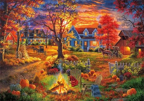 Puzzles 200 Teile, Puzzle Für Erwachsene,35x25 cm Puzzle Lernspiel Herausforderung Spielzeug 200 Herbstlandschaft Häuser Puzzles für Erwachsene von Yoonqun