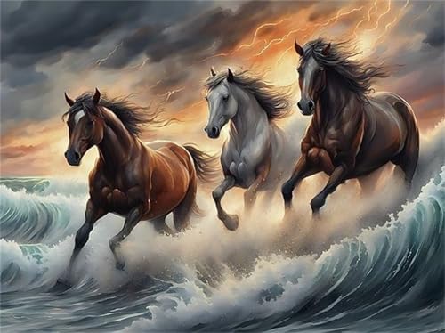 Puzzles 200 Teile, Puzzle Für Erwachsene,35x25 cm Puzzle Lernspiel Herausforderung Spielzeug 200 Meereswellenpferde Puzzles für Erwachsene von Yoonqun