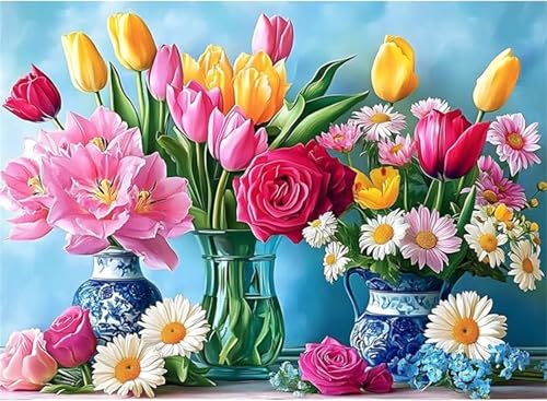 Puzzles 200 Teile, Puzzle Für Erwachsene,35x25 cm Puzzle Lernspiel Herausforderung Spielzeug 200 Tulpen-Gänseblümchen-Blumenstrauß Puzzles für Erwachsene von Yoonqun