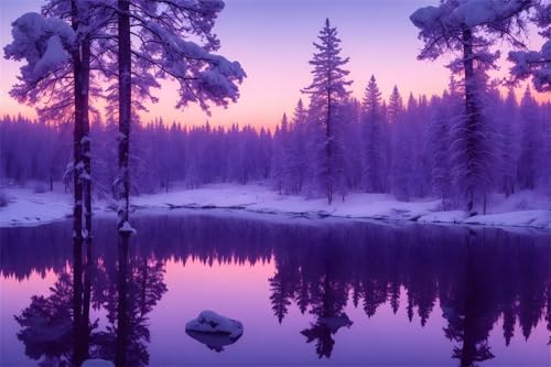 Puzzles 200 Teile, Winterwaldsee Puzzle für Erwachsene,38x28cm Puzzle Lernspiel Herausforderung Spielzeug 200 Teile Puzzles für Erwachsene Kinder von Yoonqun