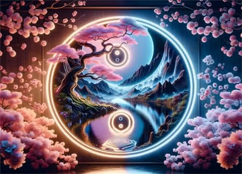 Puzzles 200 Teile, Yin Yang malerische Blumen Puzzle für Erwachsene,38x28cm Puzzle Lernspiel Herausforderung Spielzeug 200 Teile Puzzles für Erwachsene Kinder von Yoonqun