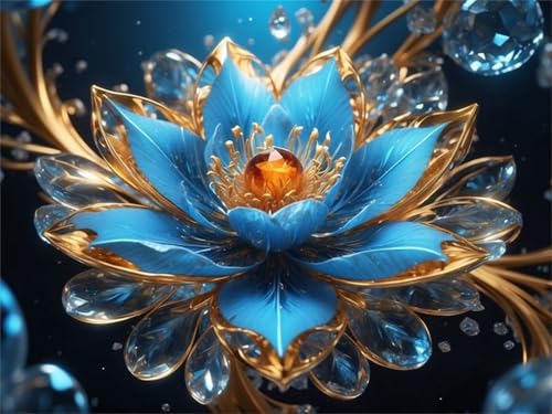 Puzzles 2000 Teile, Puzzle Für Erwachsene,100x70 cm Puzzle Lernspiel Herausforderung Spielzeug 2000 Blaue Kristallblumen Puzzles für Erwachsene von Yoonqun