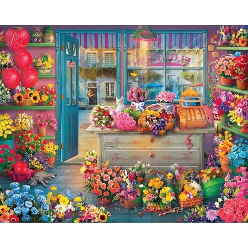 Puzzles 2000 Teile, Puzzle Für Erwachsene,100x70 cm Puzzle Lernspiel Herausforderung Spielzeug 2000 Blumenladen Puzzles für Erwachsene von Yoonqun