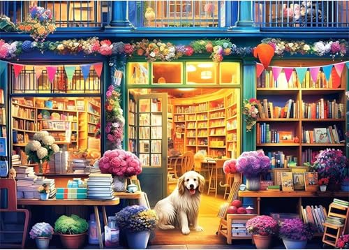 Puzzles 2000 Teile, Puzzle Für Erwachsene,100x70 cm Puzzle Lernspiel Herausforderung Spielzeug 2000 Buchhandlung Flower Dog Puzzles für Erwachsene Puzzles 2000 Teile, Puzzle Für Erwachsene,100x70 cm Puzzle Lernspiel Herausforderung Spielzeug 2000 Buchhandlung Flower Dog Puzzles für Erwachsene von Yoonqun