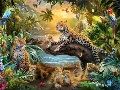 Puzzles 2000 Teile, Puzzle Für Erwachsene,100x70 cm Puzzle Lernspiel Herausforderung Spielzeug 2000 Dschungeltiere Leopard Puzzles für Erwachsene von Yoonqun