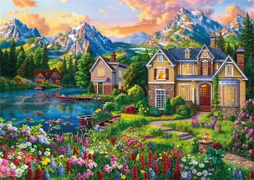 Puzzles 2000 Teile, Puzzle Für Erwachsene,100x70 cm Puzzle Lernspiel Herausforderung Spielzeug 2000 Lakeside Lodge Berg Puzzles für Erwachsene von Yoonqun