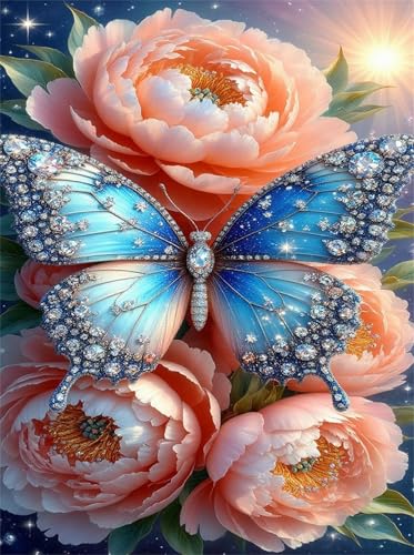 Puzzles 2000 Teile, Puzzle Für Erwachsene,100x70 cm Puzzle Lernspiel Herausforderung Spielzeug 2000 Rosa Pfingstrosen-Schmetterling Puzzles für Erwachsene von Yoonqun