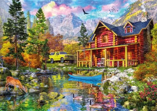 Puzzles 2000 Teile, Puzzle Für Erwachsene,100x70 cm Puzzle Lernspiel Herausforderung Spielzeug 2000 Waldhüttenlandschaft Puzzles für Erwachsene von Yoonqun
