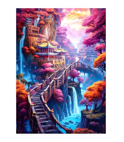 Puzzles 2000 Teile, Puzzle Für Erwachsene,100x70 cm Puzzle Lernspiel Herausforderung Spielzeug 2000 Wasserfall Loft Road Puzzles für Erwachsene von Yoonqun