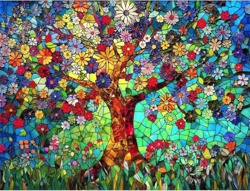 Puzzles 30 Teile, Puzzle Für Erwachsene,25x20 cm Puzzle Lernspiel Herausforderung Spielzeug 30 Bunte Blumenbäume Puzzles für Erwachsene von Yoonqun