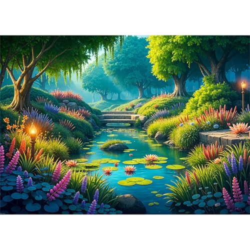 Puzzles 30 Teile, Puzzle Für Erwachsene,25x20 cm Puzzle Lernspiel Herausforderung Spielzeug 30 Frühlingswaldlandschaft Puzzles für Erwachsene von Yoonqun