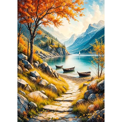 Puzzles 30 Teile, Puzzle Für Erwachsene,25x20 cm Puzzle Lernspiel Herausforderung Spielzeug 30 Goldener Herbstsee Puzzles für Erwachsene von Yoonqun