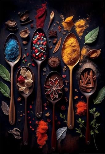 Puzzles 30 Teile, Puzzle Für Erwachsene,25x20 cm Puzzle Lernspiel Herausforderung Spielzeug 30 Küchengewürzlöffel Puzzles für Erwachsene von Yoonqun