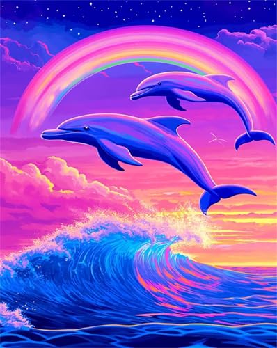Puzzles 30 Teile, Puzzle Für Erwachsene,25x20 cm Puzzle Lernspiel Herausforderung Spielzeug 30 Regenbogendelfine Puzzles für Erwachsene von Yoonqun