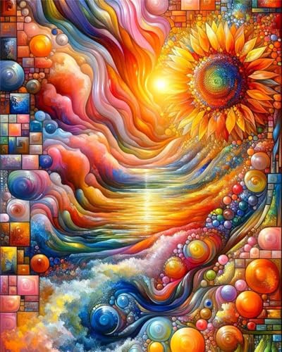 Puzzles 30 Teile, Puzzle Für Erwachsene,25x20 cm Puzzle Lernspiel Herausforderung Spielzeug 30 Sonnenblume Abstrakt Fluss Puzzles für Erwachsene von Yoonqun