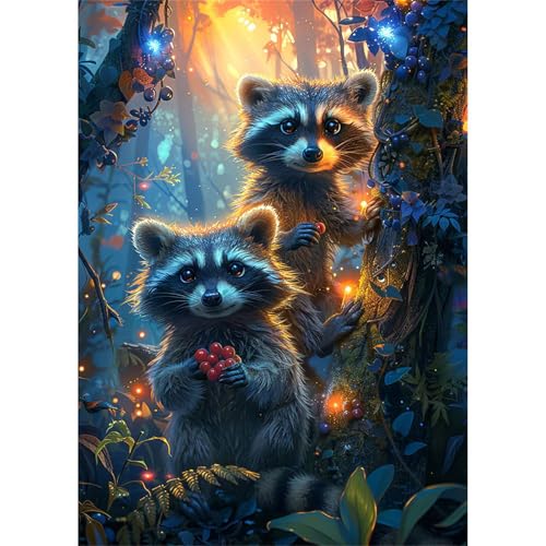 Puzzles 30 Teile, Puzzle Für Erwachsene,25x20 cm Puzzle Lernspiel Herausforderung Spielzeug 30 Woods Waschbärenfamilie Puzzles für Erwachsene von Yoonqun