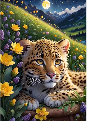 Puzzles 300 Teile, Blume Leopard Tier Puzzle für Erwachsene,40x28cm Puzzle Lernspiel Herausforderung Spielzeug 300 Teile Puzzles für Erwachsene Kinder von Yoonqun