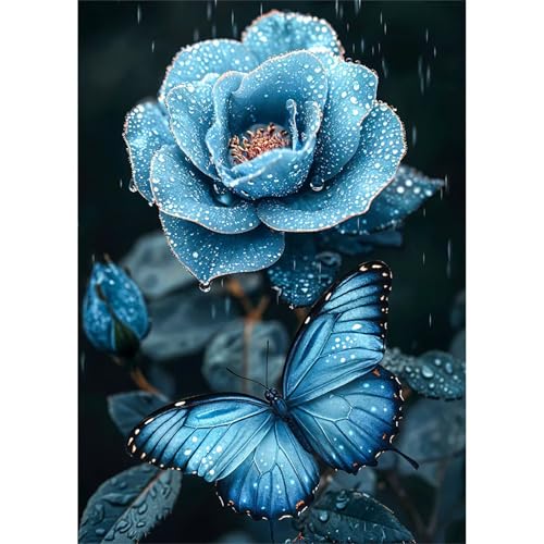 Puzzles 300 Teile, Puzzle Für Erwachsene,38x26 cm Puzzle Lernspiel Herausforderung Spielzeug 300 Blauer Blumenschmetterling Puzzles für Erwachsene von Yoonqun