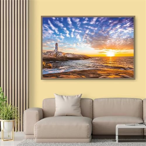 Puzzles 300 Teile, Sonnenuntergang Meere Leuchtturm Puzzle für Erwachsene,40x28cm Puzzle Lernspiel Herausforderung Spielzeug 300 Teile Puzzles für Erwachsene Kinder von Yoonqun