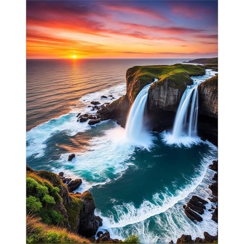Puzzles 300 Teile, Wasserfälle Sonnenuntergang Meer Puzzle für Erwachsene,40x28cm Puzzle Lernspiel Herausforderung Spielzeug 300 Teile Puzzles für Erwachsene Kinder von Yoonqun