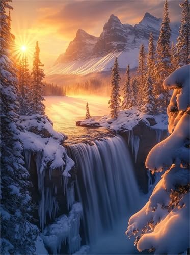 Puzzles 300 Teile, Winterwasserfälle Puzzle für Erwachsene,40x28cm Puzzle Lernspiel Herausforderung Spielzeug 300 Teile Puzzles für Erwachsene Kinder von Yoonqun