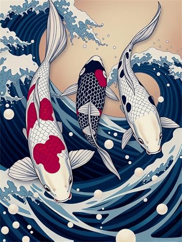 Puzzles 500 Teile, Japanische Koi-Welle Puzzle für Erwachsene,55x42cm Puzzle Lernspiel Herausforderung Spielzeug 500 Teile Puzzles für Erwachsene Kinder von Yoonqun