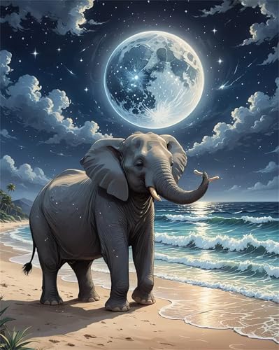 Puzzles 500 Teile, Mondstrand-Elefant Puzzle für Erwachsene,52x38cm Puzzle Lernspiel Herausforderung Spielzeug 500 Teile Puzzles für Erwachsene Kinder von Yoonqun