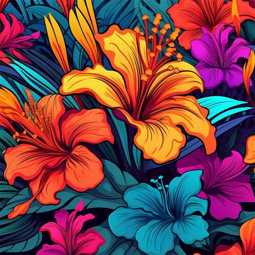 Puzzles 500 Teile, Puzzle Für Erwachsene, 45x45 cm Puzzle Lernspiel Herausforderung Spielzeug 500 Teile Bunte Lilien Blume Puzzles für Erwachsene von Yoonqun