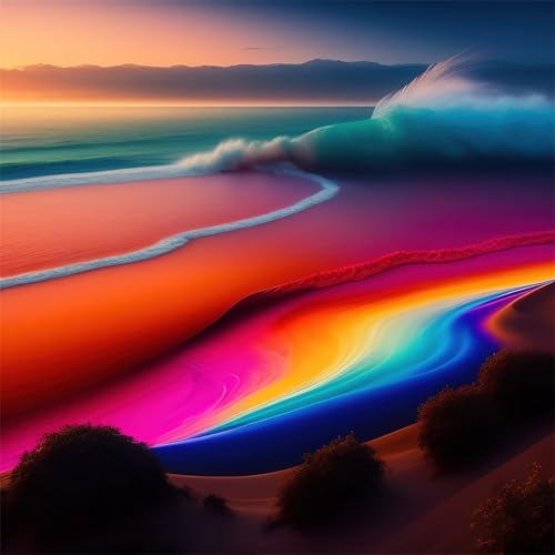Puzzles 500 Teile, Puzzle Für Erwachsene, 45x45 cm Puzzle Lernspiel Herausforderung Spielzeug 500 Teile Bunte Strandlandschaft Puzzles für Erwachsene von Yoonqun