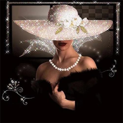 Puzzles 500 Teile, Puzzle Für Erwachsene, 45x45 cm Puzzle Lernspiel Herausforderung Spielzeug 500 Teile Dame mit weißem Hut Puzzles für Erwachsene von Yoonqun