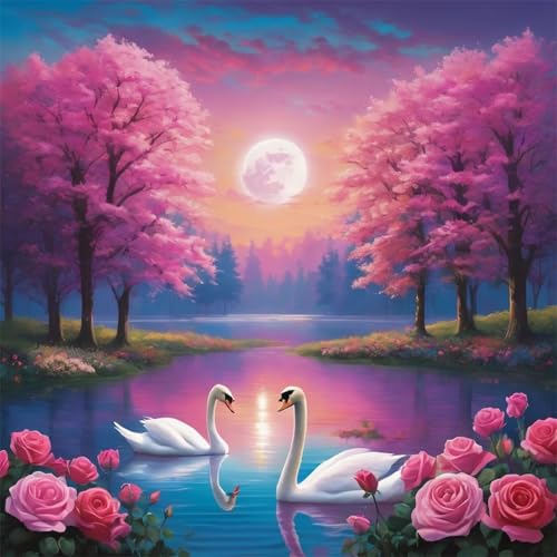Puzzles 500 Teile, Puzzle Für Erwachsene, 45x45 cm Puzzle Lernspiel Herausforderung Spielzeug 500 Teile Schwanensee-Rosenlandschaft Puzzles für Erwachsene von Yoonqun