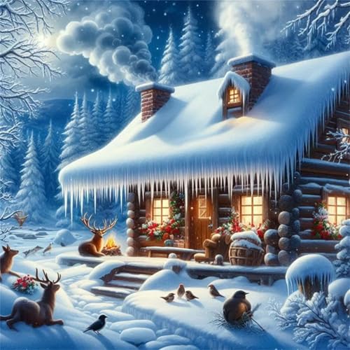 Puzzles 500 Teile, Puzzle Für Erwachsene, 45x45 cm Puzzle Lernspiel Herausforderung Spielzeug 500 Teile Winterhüttentiere Puzzles für Erwachsene von Yoonqun