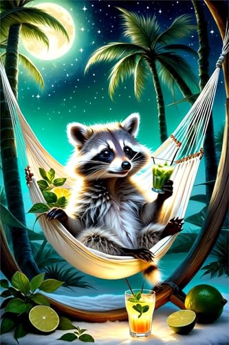 Puzzles 500 Teile, Puzzle Für Erwachsene,52x38 cm Puzzle Lernspiel Herausforderung Spielzeug 500 Sommerhängematte Waschbär Puzzles für Erwachsene von Yoonqun