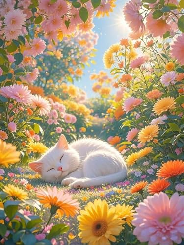 Puzzles 520 Teile, Puzzle Für Erwachsene,52x38 cm Puzzle Lernspiel Herausforderung Spielzeug 520 Gartenlandschaft Katze Puzzles für Erwachsene von Yoonqun