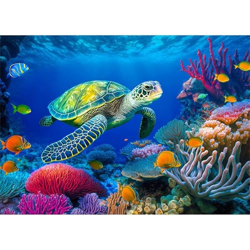 Puzzles 520 Teile, Puzzle Für Erwachsene,52x38 cm Puzzle Lernspiel Herausforderung Spielzeug 520 Meeresschildkrötenkoralle Puzzles für Erwachsene von Yoonqun